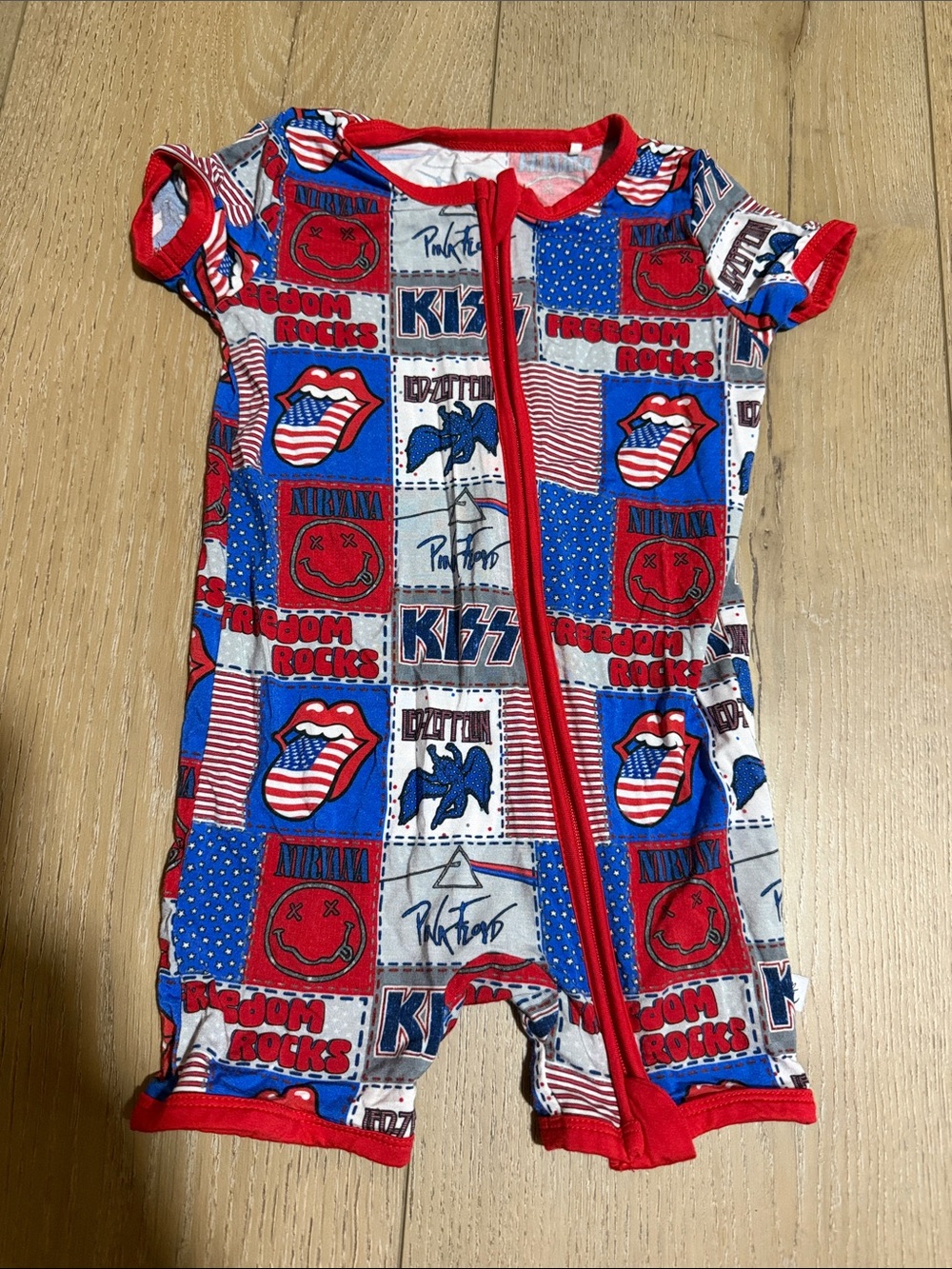 Bamboo shortie|patriotic 80s band print|12-18M